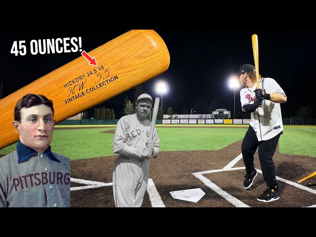 Hitting with BABE RUTH & HONUS WAGNER's 40-ounce Wood Bats