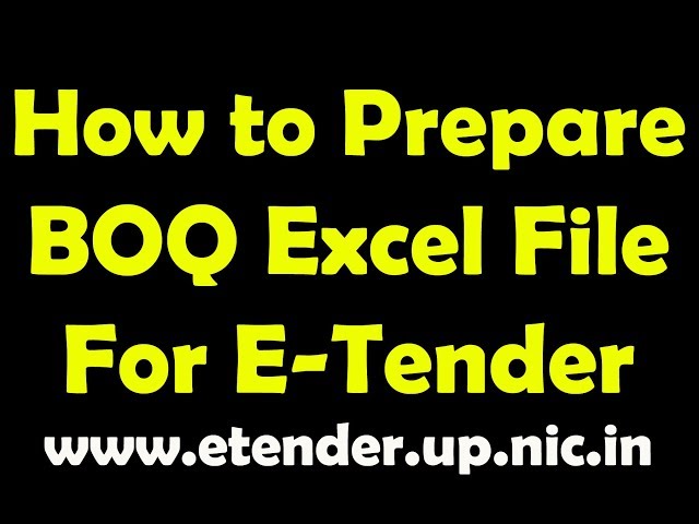 How to Prepare  BOQ Excel File For E-Tender !! In Hindi !! BUT2WHY