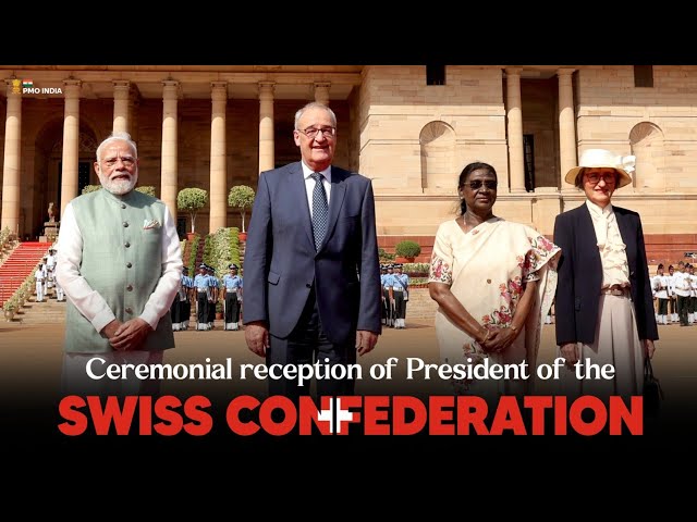 PM Modi at ceremonial reception of Guy Parmelin, President of the Swiss Confederation