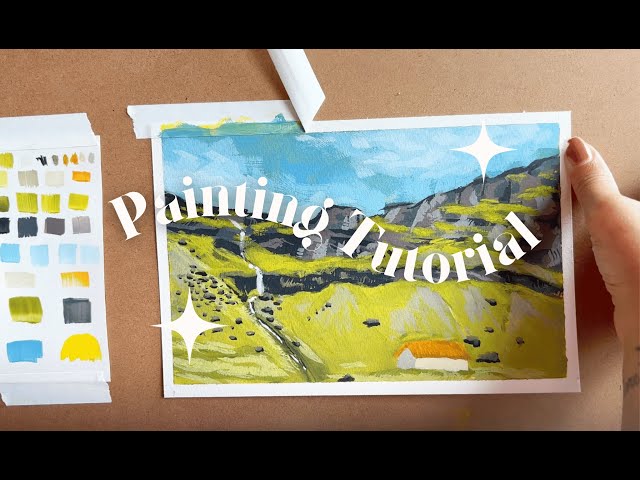 Cozy Paint with me Tutorial | Himi Jelly Gouache | Iceland Landscape | No Talking
