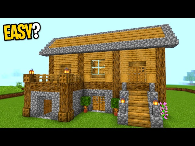 Minecraft EASY Oak & Cobblestone Starter House Tutorial