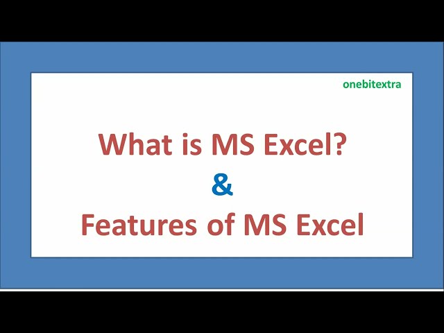 MS Excel | MS Excel features | Ms Excel characteristics | hindi  | ms excel  kya hai