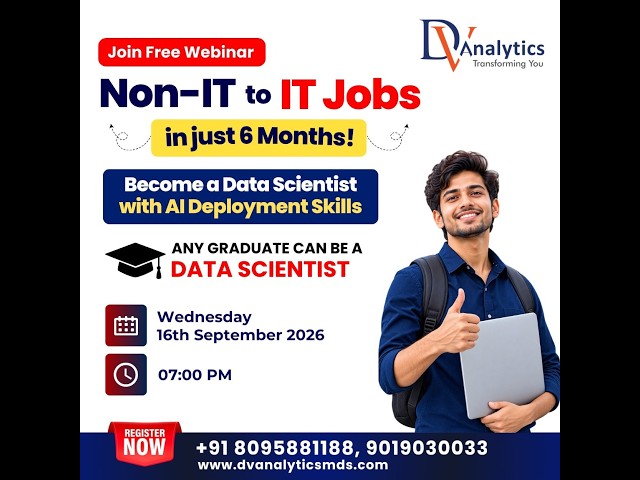 𝐍𝐨𝐧-𝐈𝐓 𝐭𝐨 𝐈𝐓 𝐉𝐨𝐛𝐬 𝐢𝐧 𝐉𝐮𝐬𝐭 𝟔 𝐌𝐨𝐧𝐭𝐡𝐬 | 𝐃𝐚𝐭𝐚 𝐒𝐜𝐢𝐞𝐧𝐜𝐞 𝐖𝐢𝐭𝐡 𝐆𝐞𝐧 𝐀𝐈 𝐚𝐧𝐝 𝐀𝐠𝐞𝐧𝐭𝐢𝐜 𝐀𝐈 | Data Science Webinar