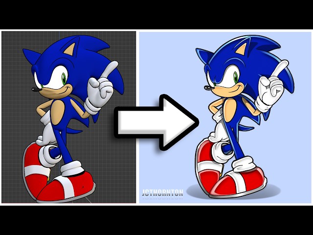 Making my Sonic The Hedgehog 3D Model render into a Sonic Adventure Render!