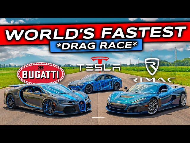 WORLD'S FIRST: Rimac Nevera V Bugatti Chiron SuperSport V Tesla Plaid... *DRAG RACE*