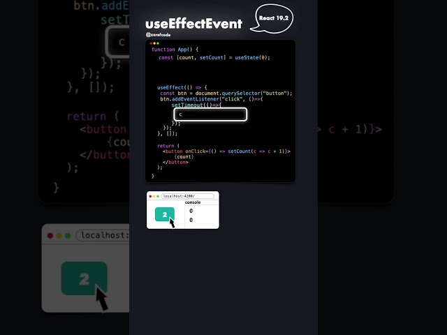 React 19.2: What is useEffectEvent? Simple Explanation with Example #frontend #react #javascript