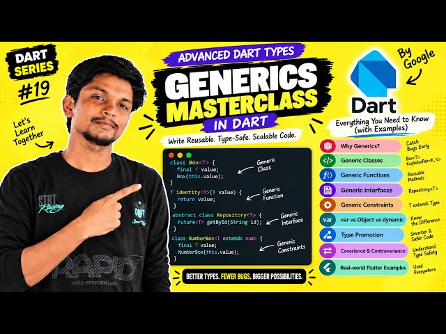 Generics in Dart Explained | Generic Classes, Functions, Constraints & Variance | Dart #20
