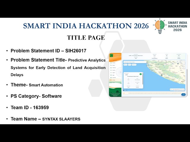 AcquiTwin AI | AI-Powered Land Acquisition Delay Prediction & Monitoring | SIH 2026
