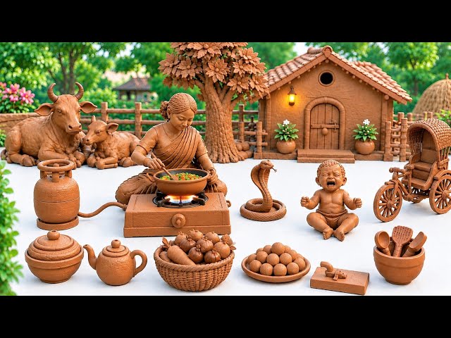 Miniature Kitchen Set DIY | How To Make Clay Kitchen Set | Mitti Bartan | Tiny House 