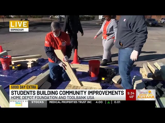 Students building community projects