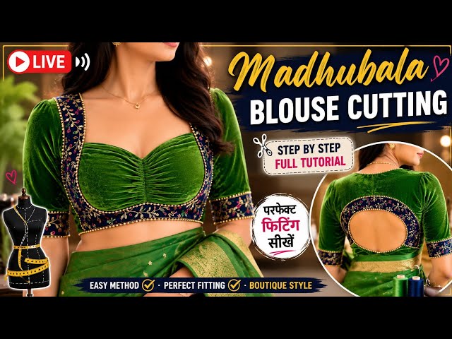 Madhubala Blouse Cutting Live | New Designer Velvet Blouse Tutorial #live #viral #blouse #cutting 