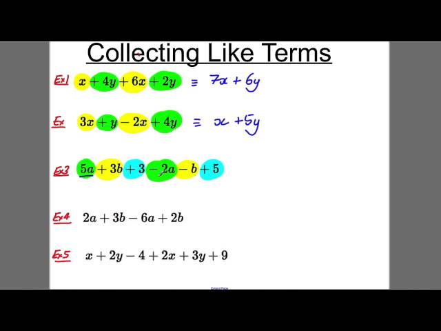 GCSE Revision Video 1 - Collecting Like Terms