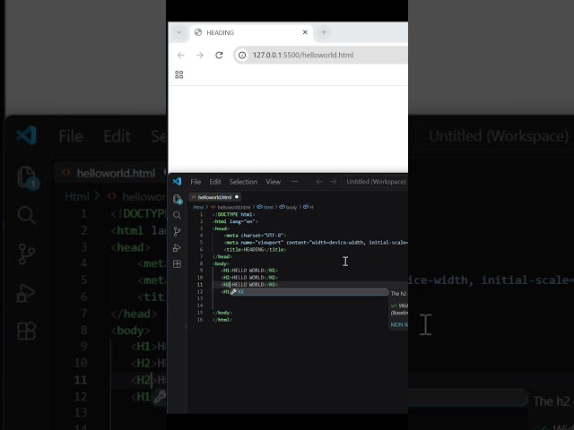 Titles and Types of Heading In Html || #shorts #coding || Html css JavaScript