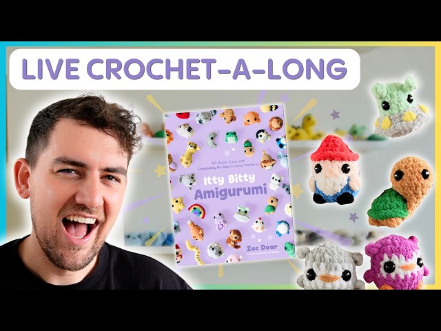 CROCHET-A-LONG LIVE! Making Itty Bitties from my crochet book !discord !book