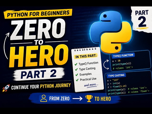 Python for Beginners Part 2 | type() Function & Type Casting Explained