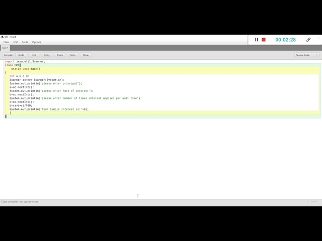 How to make a Java Program to find out Simple Interest