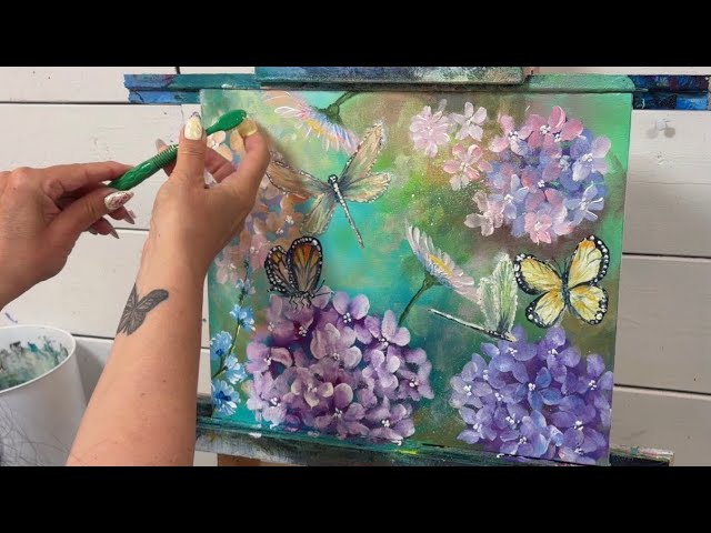 Dragonflies And Butterflies! Acrylic Painting Tutorial 