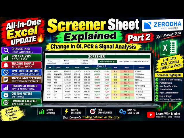 All-in-One Excel UPDATE 🔥 | Screener Sheet Explained | Change in OI, PCR & Signal Analysis | Part 2