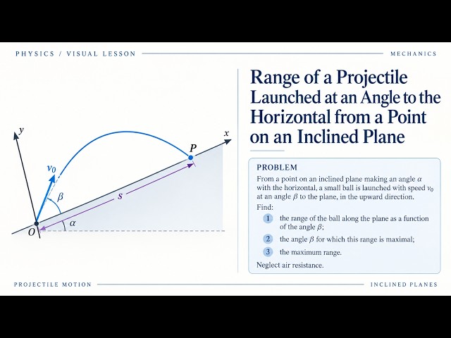 Projectile Motion on an Inclined Plane | Range and Optimal Launch Angle