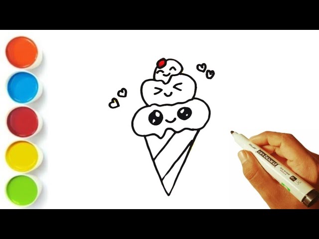 Icecream 🍦 drawing ll How to draw a cute icecream with colour easy step by step #icecreamdrawing