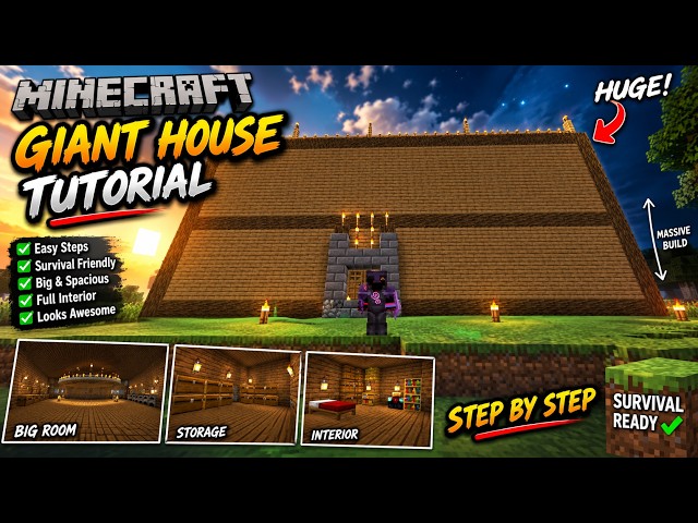 Minecraft GIANT House Tutorial 🏠🔥 | Huge Survival Base Step by Step