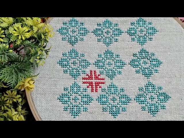 🌸 Beautiful Cross Stitch Flower Design | Easy Hand Embroidery Pattern for Beginners
