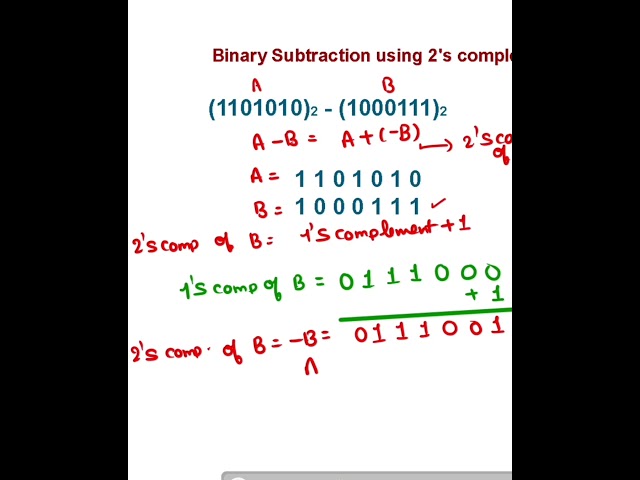 binary subtraction using 2's complement