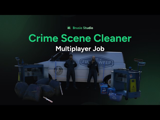 FiveM Crime Scene Cleaner Multiplayer Job Script | +6 Tasks, Upgrades, Quests | [ESX, QB, QBX]