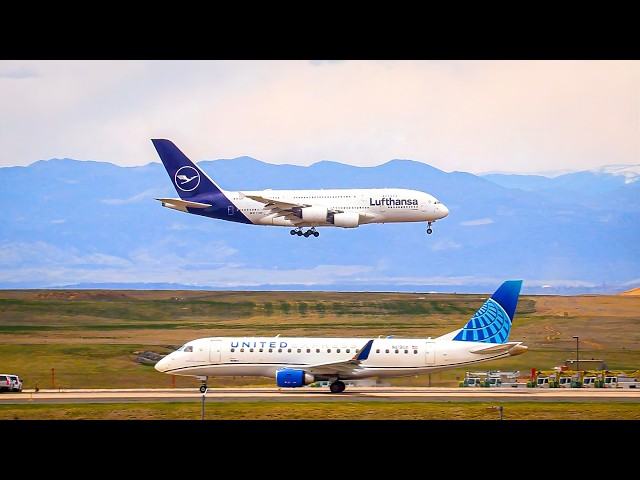 A380 INAUGURAL SERVICE | 4K Rare Plane Spotting at Denver International Airport!