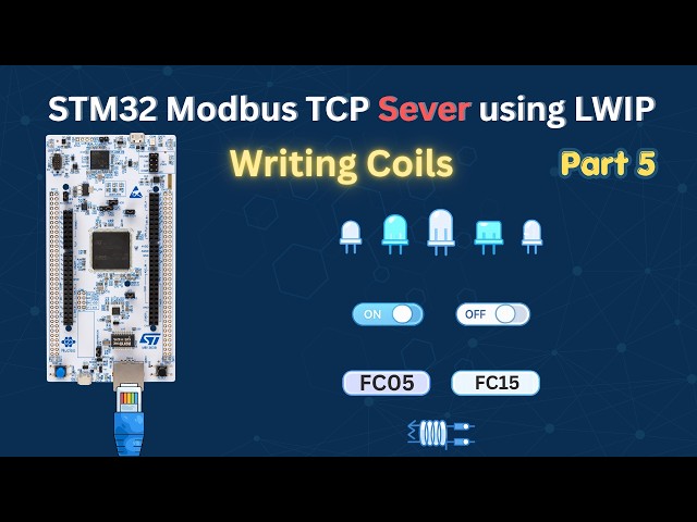 STM32 Modbus TCP Server – Writing Coils (FC05, FC15) | Modbus TCP Series #5