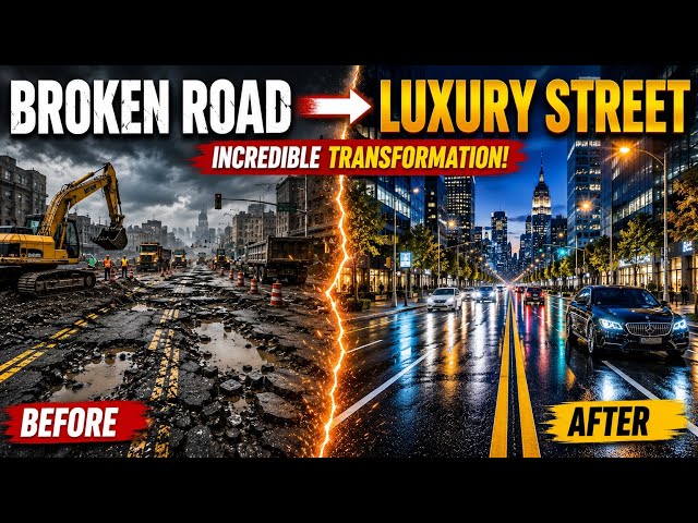 Destroyed Road to Luxury Street Transformation | Satisfying Construction Timelapse