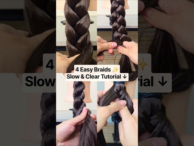 4 Easy Braids | Slow & Clear Step-by-Step Tutorial ✨