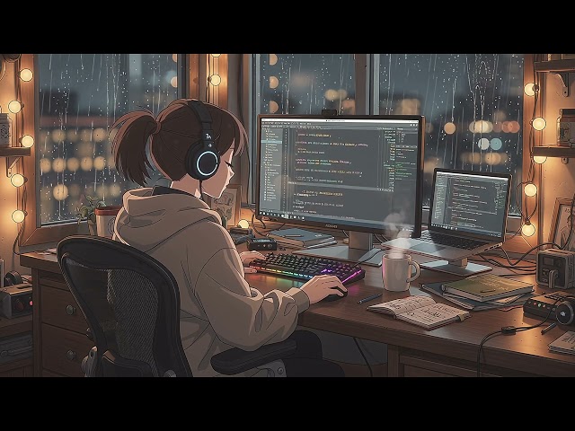 late night coding lofi 🌙 beats to study / work / relax to ~ cozy rainy night
