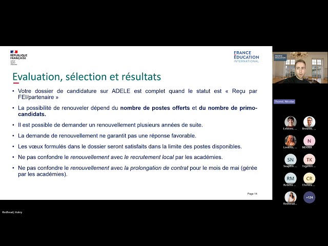 Assistants de langue en France : Visioconférence sur le renouvellement de contrat