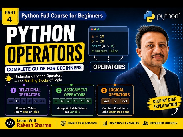 Python Tutorial for Beginners #4 | Relational, Assignment & Logical Operators  in Python