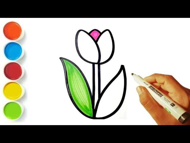 Tulip 🌷 Drawing Easy Painting And Colouring Beautiful
