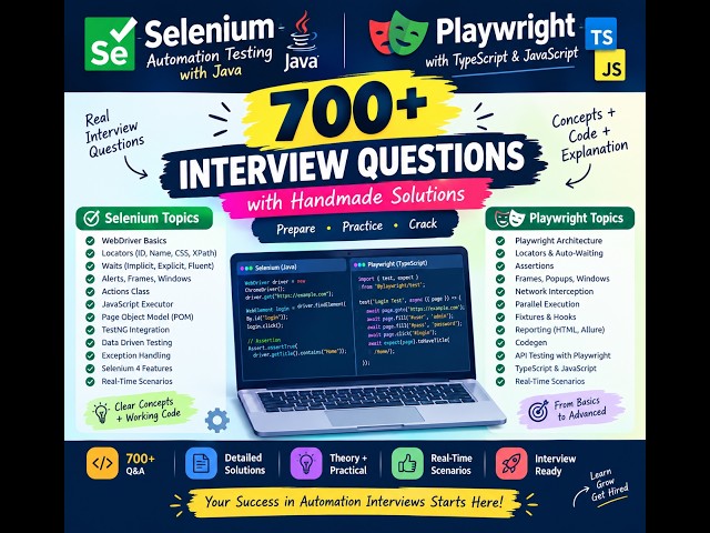 700+ Selenium & Playwright Interview Questions 🔥 | Handmade Solutions | Java + TypeScript