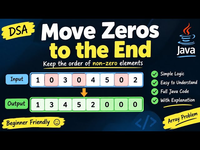 Move Zeros to the End of an Array | DSA in Java | Beginner-Friendly Explanation
