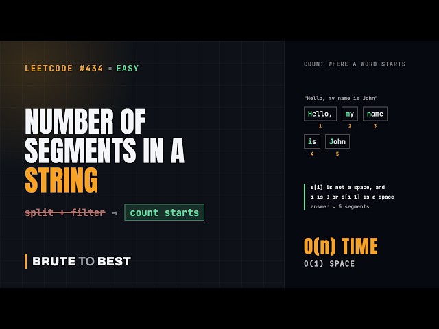 LeetCode #434: Number of Segments in a String, One Pass in O(1) Space