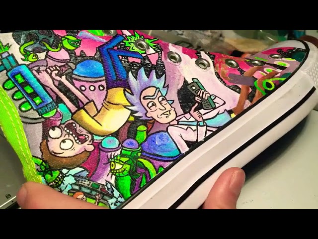 Rick and Morty custom Converse hand painted