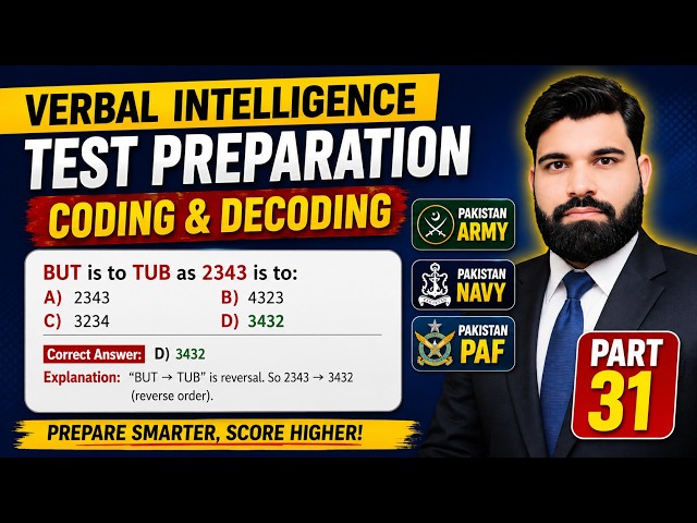 Verbal Intelligence Test Preparation Tips & Tricks | Coding & Decoding | Army/Navy/PAF | Part-31