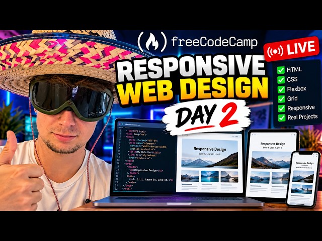 🔴 LIVE DAY 2: Can I Complete freeCodeCamp Responsive Web Design? 💻🔥
