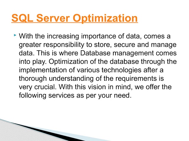 SQL Server Optimization