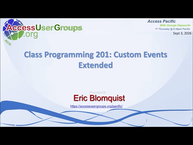Class Programming 201: Custom Events with Eric Blomquist - Extended