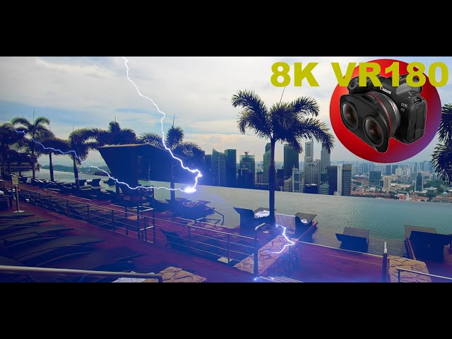 SWIM...GET OUT LIGHTNING!!!....Wait until safe infinity pool MBS 8K/4K VR180 3D (Travel Videos/ASMR)