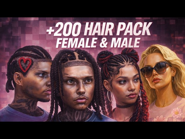[FREE] +200 HAIR PACK | FEMALE & MALE | OPTIMIZED TEXTURE | SCRIPT FIVEM |