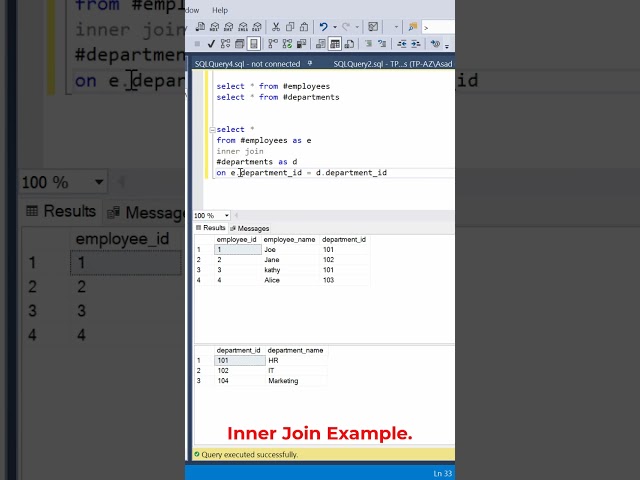 #SQL Inner Join Simple Example. #datascience #programming #coding #sqltutorial