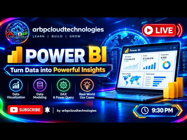 ⚡ Learn Power BI from Scratch | Real-Time Projects, DAX, Reports & Dashboards | LIVE 9:30 PM
