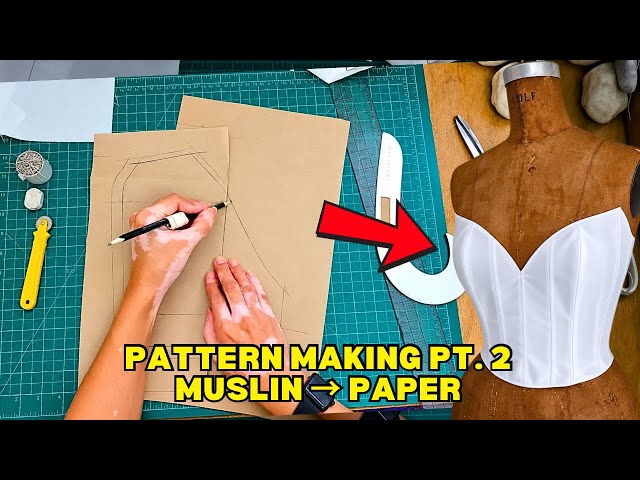 Bustier Pattern Making | Muslin to Paper Pattern + Tucking Technique | Pattern Making Pt 2 