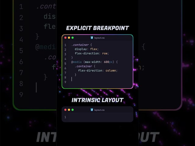 Ditch media queries! 👋 Intrinsic CSS Layout is the new responsive way. ✨ #CSS #WebDev #Flexbox